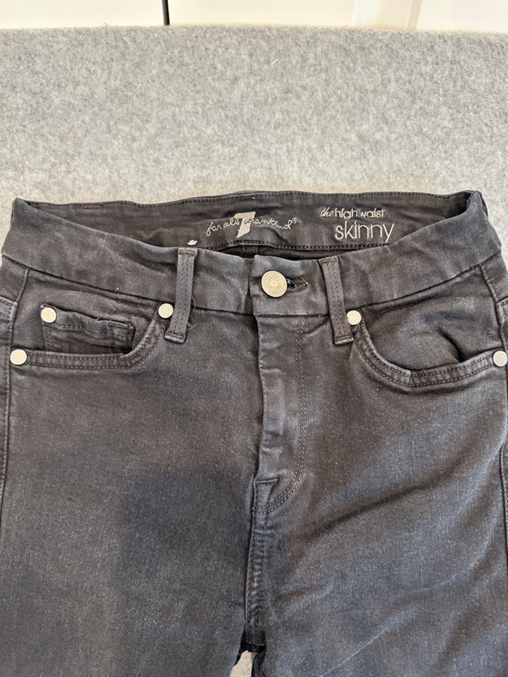 7 For All Mankind The High Waist Black Skinny Jeans - Picture 2 of 10